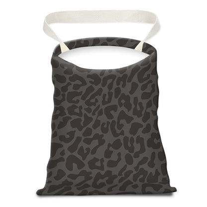 Cute Canvas Car Garbage Bag, Black Leopard Print, Car Trash Bin, Seat Back Hanging, 5L