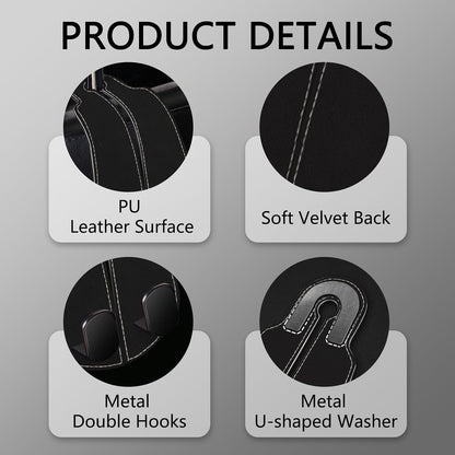 Blusabaca 2PCS Car Seat Headrest Hooks, Purses Bags Holder, Black