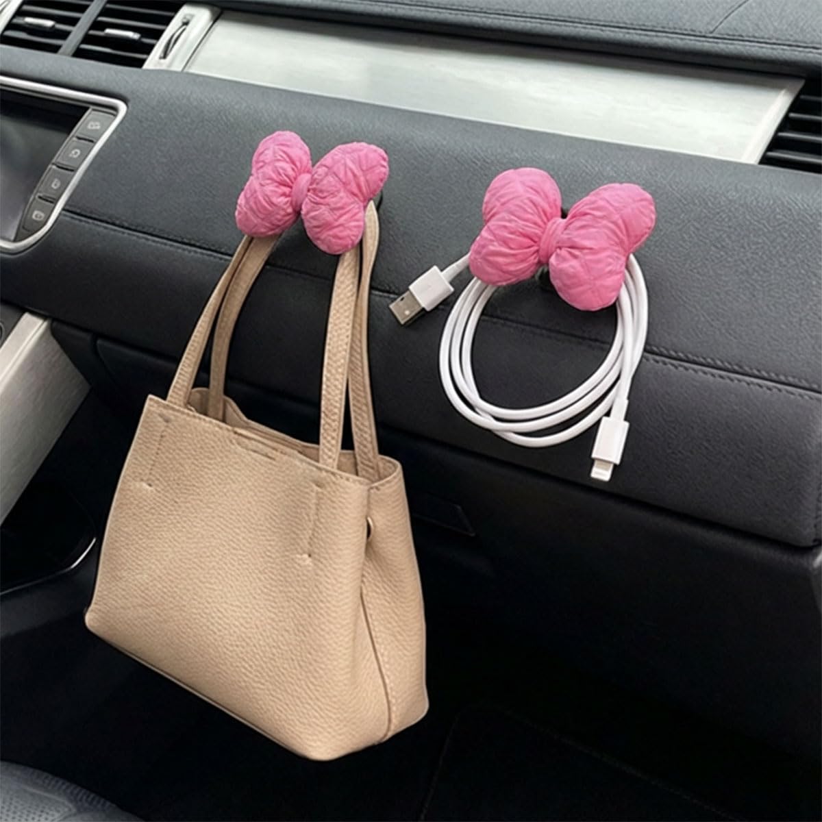 2PCS Mini Car Hooks, Self-Adhesive Backseat Hangers (Purple)