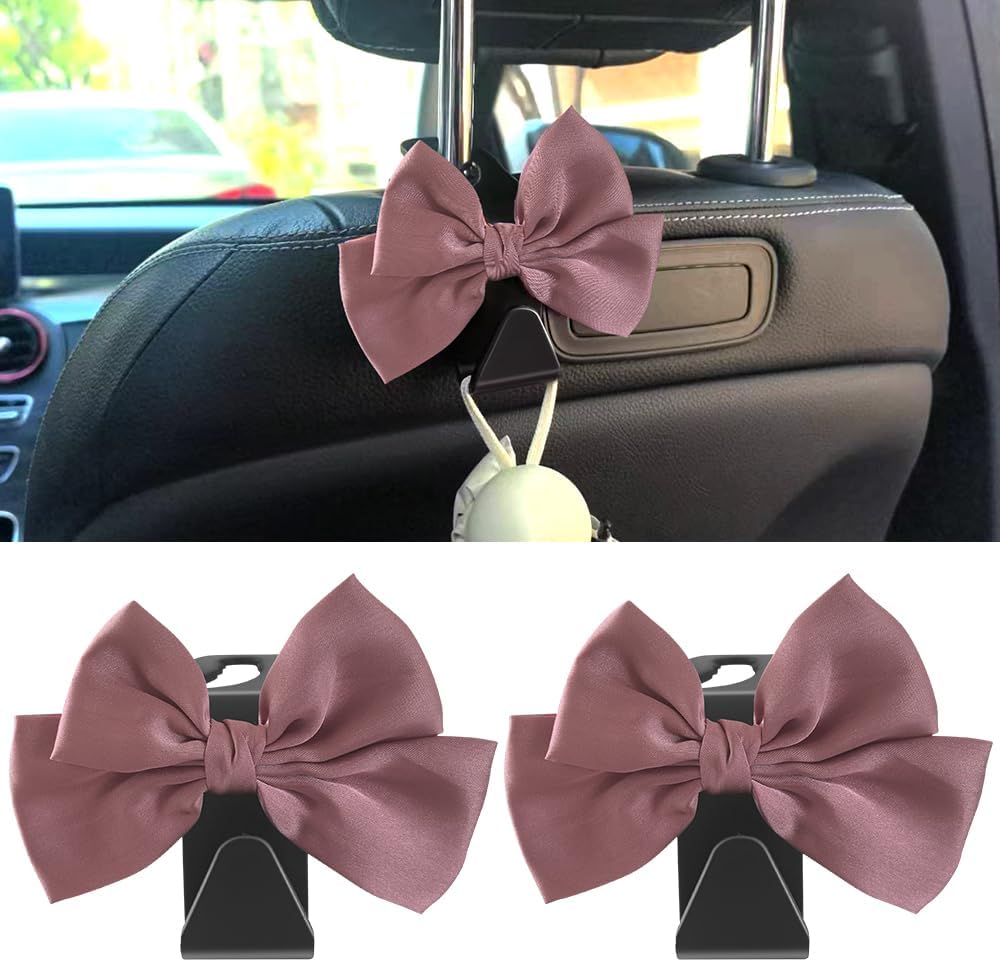 2-Pack Car Seat Headrest Hooks, Handbag Hangers, Black silk
