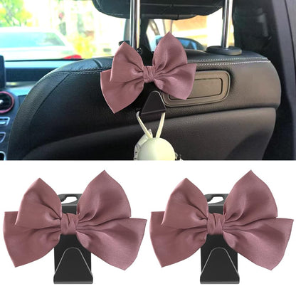 2-Pack Car Seat Headrest Hooks, Handbag Hangers, Black silk