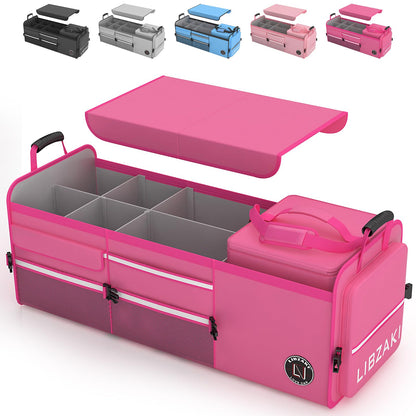 LIBZAKI Car Trunk Storage Organizer, Collapsible Trunk Storage Box for Car Truck SUV-Pink
