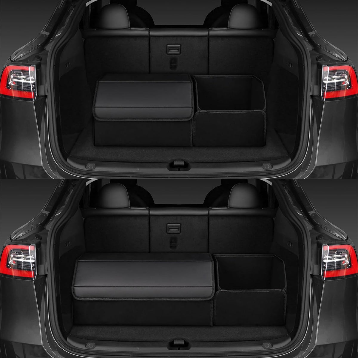 car organizers and storage for SUV,trunk organizer for sedan, leather foldable sleek box with lid,collapsible cargo bins, tool accessories containers,Collapsible Suede velvet (22 inch Covered)