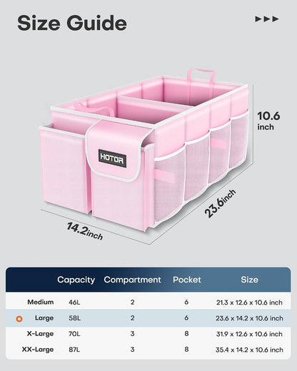 HOTOR Trunk Organizer - Foldable Car Organizer for SUVs & Sedans Storage