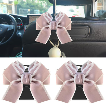 2-Pack Car Seat Headrest Hooks, Handbag Hangers, Black silk