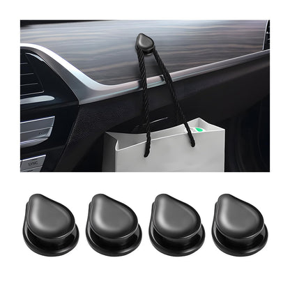 4PCS Car Mini Hooks, Self-Adhesive Backseat Hanger Multifunctional Vehicle Hanging Holder, Dashboard Storage Hook Interior Hanging Organizer for Key USB Cable Earphone (Black)