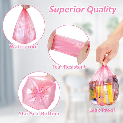 Accmor Mini Car Trash Can Bags for Auto Trash Bin, 120 Count Small Garbage Organizer Bags Tear-Resistant, Liner Refills (Vehicle Trash Can is not Included), Pink