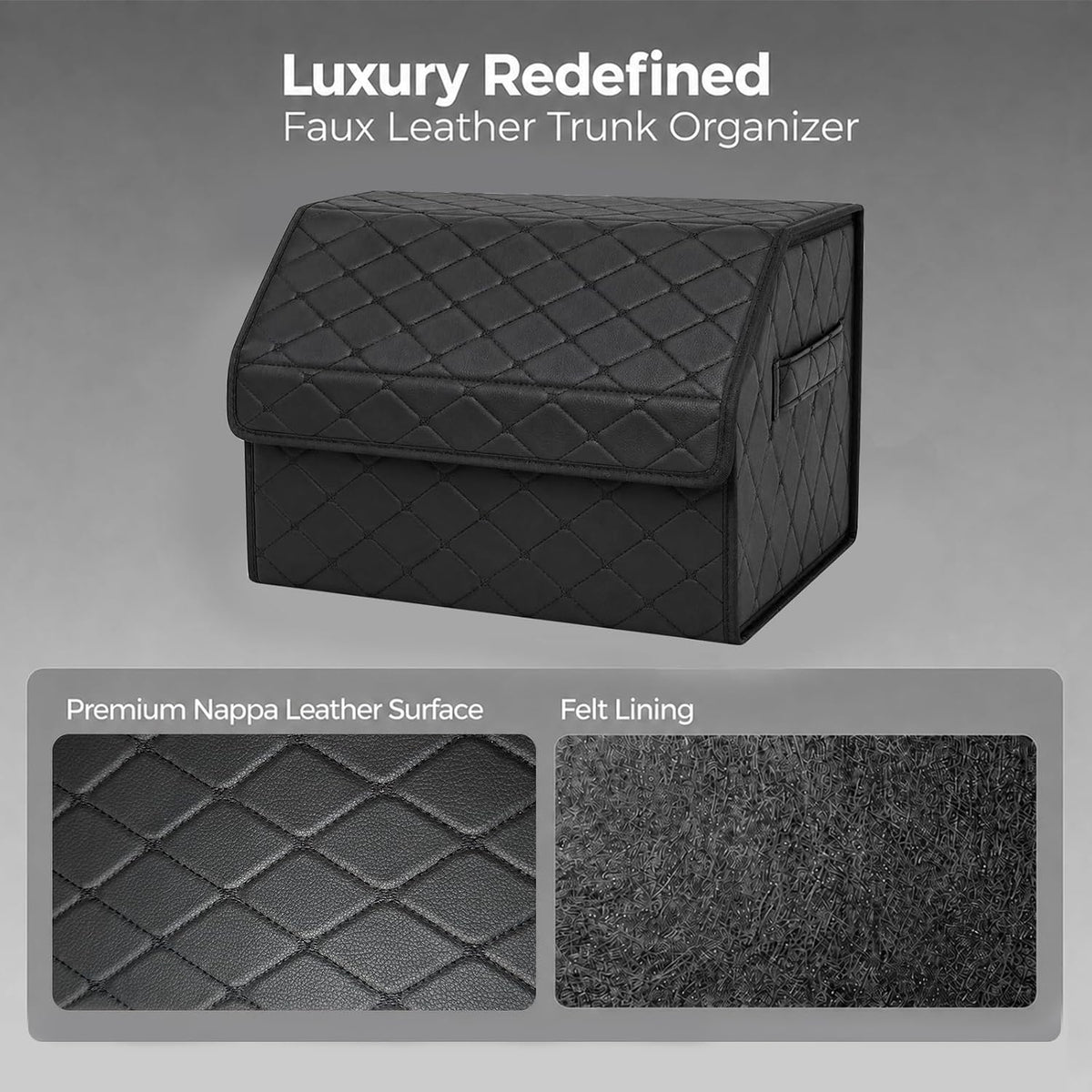 Car Trunk Organizer for SUV and Sedan, Black, 20 inches