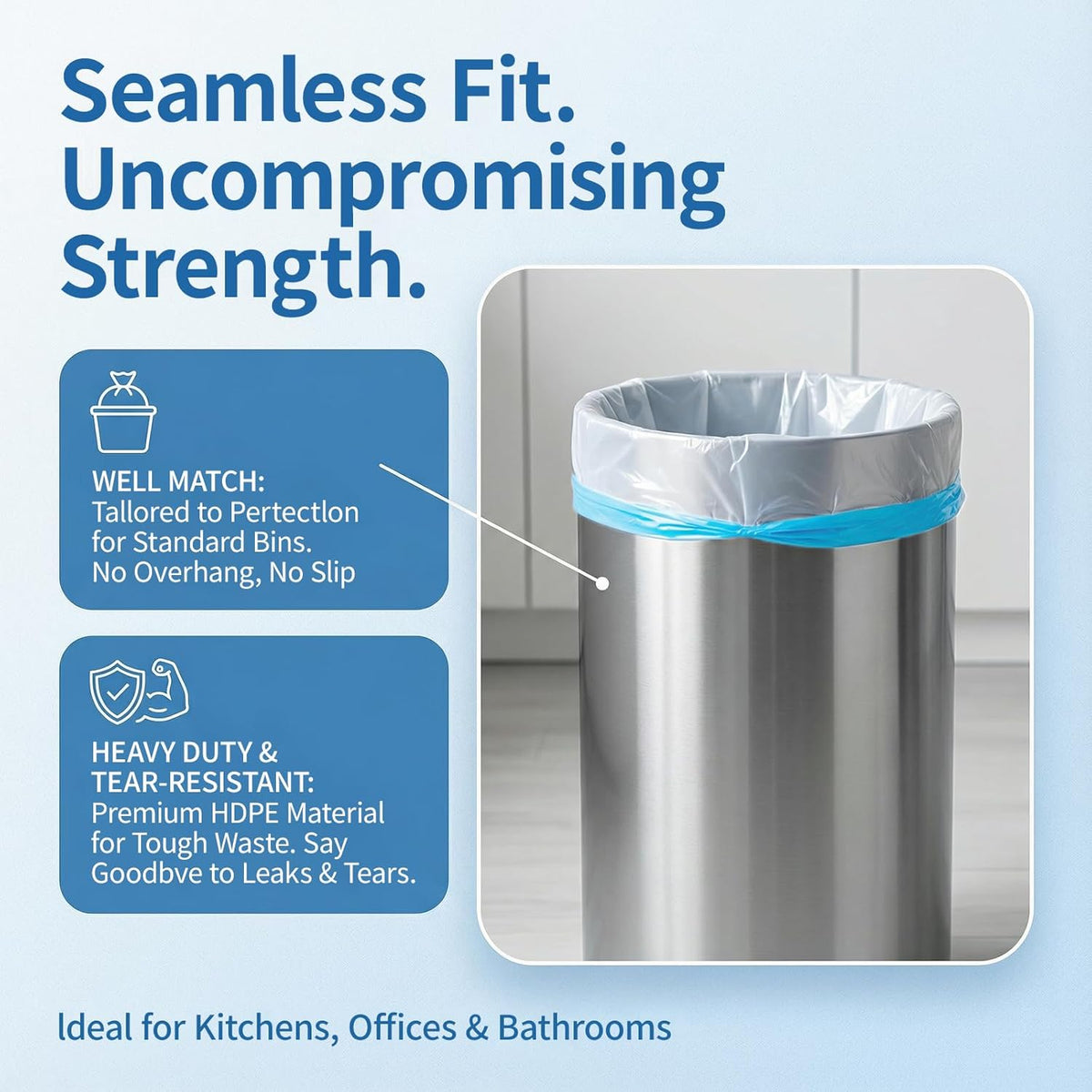 Small 2 Gallon Trash Bags Drawstring,0.96 Mil,Unscented,120 Count