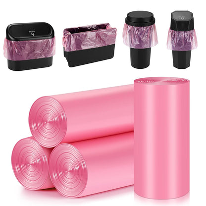 Accmor Mini Car Trash Can Bags for Auto Trash Bin, 120 Count Small Garbage Organizer Bags Tear-Resistant, Liner Refills (Vehicle Trash Can is not Included), Pink