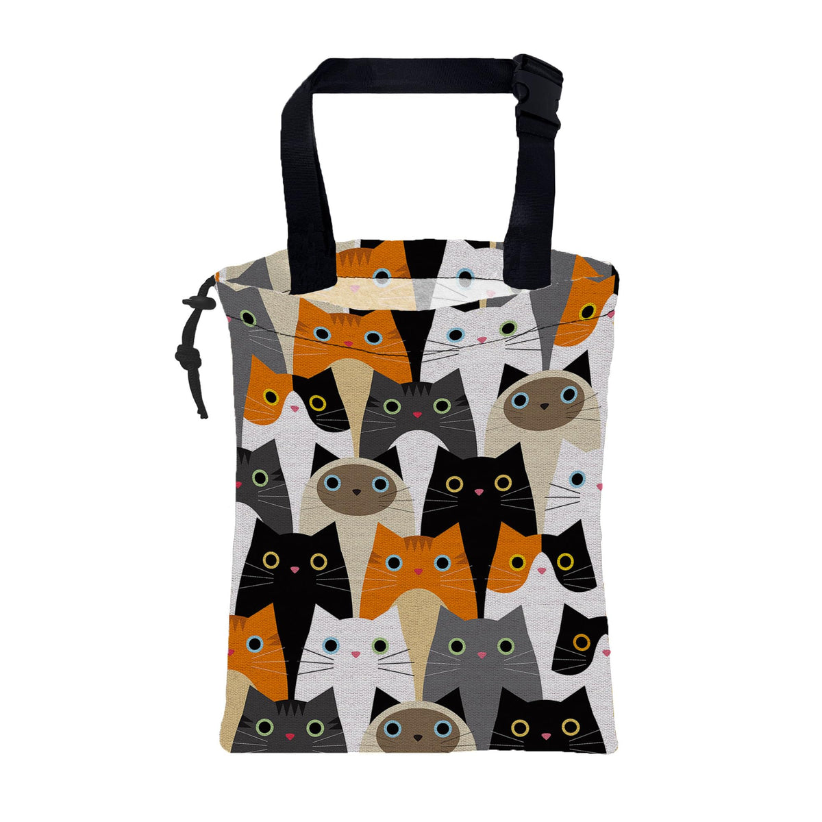 Car Garbage Bag Cute Grey Cats Drawstring Car Trash Bag Hanging for Back Seat with Adjustable Buckle Canvas Vehicle Trash Can Easy-to-Install