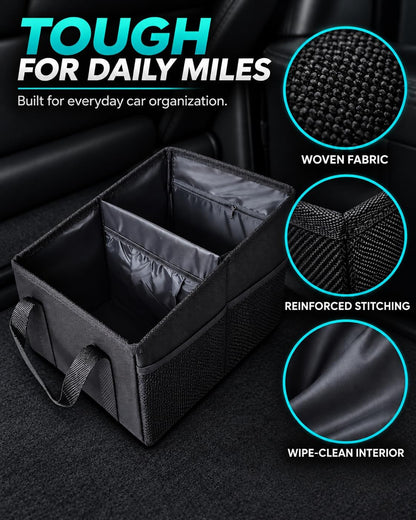 Car Seat Organizer, Collapsible Front Seat Storage Box, Black