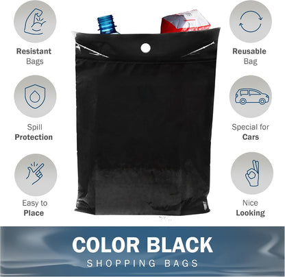 12x15 Black Car Trash Bags, Leak-Proof, Headrest Handle, 2 Mil, 50 Pack