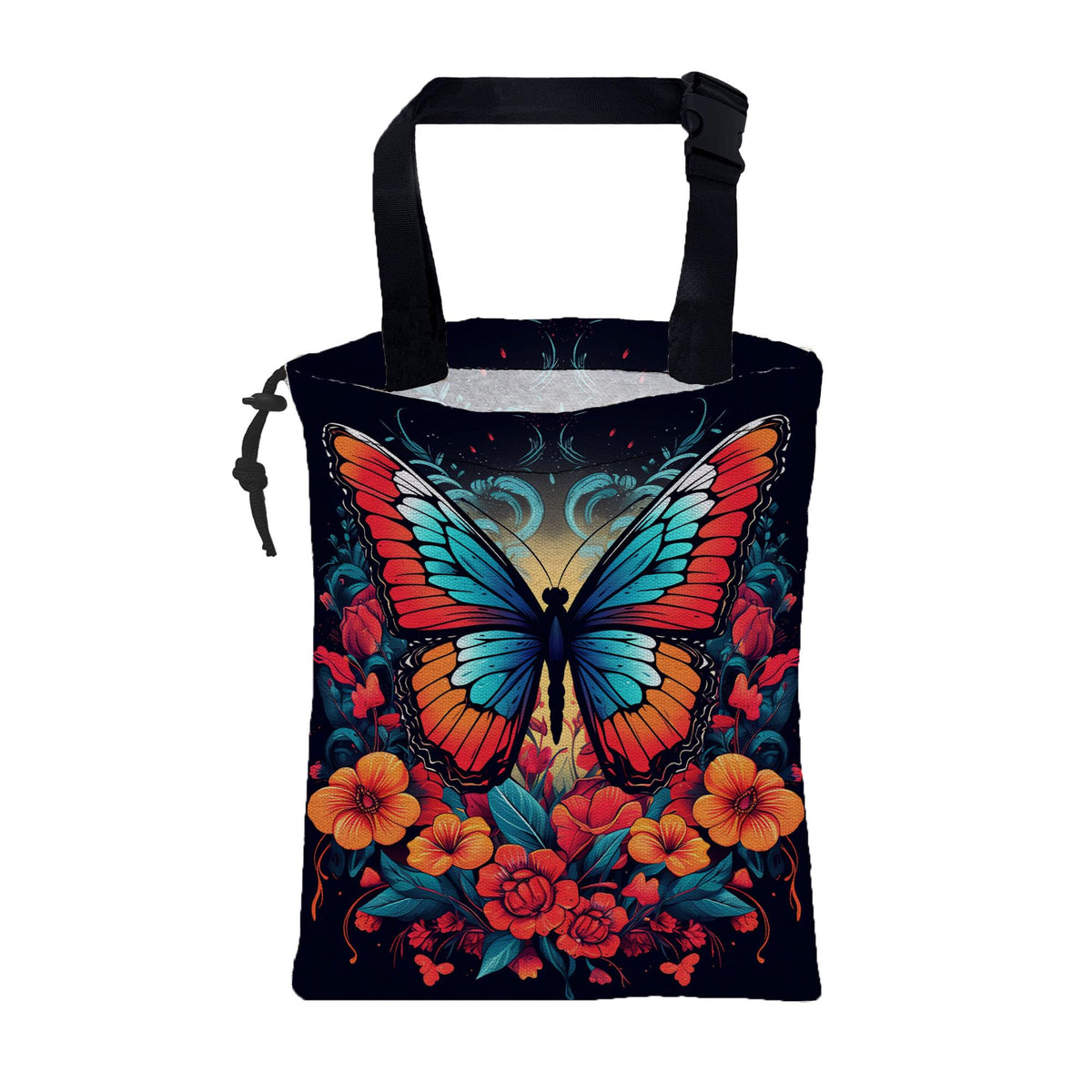 Car Garbage Bag Watercolor Colorful Butterflies Hanging Canvas Car Trash Bag Waterproof Drawstring Car Back Seat Organizer for Car Back Front Seat Console with Adjustable Buckle