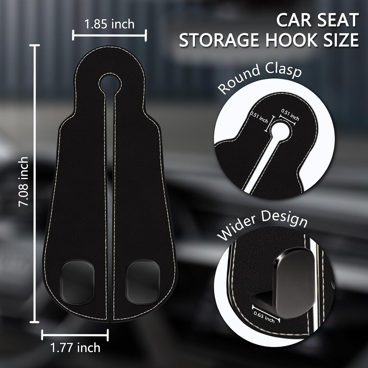 Blusabaca 2PCS Car Seat Headrest Hooks, Purses Bags Holder, Black