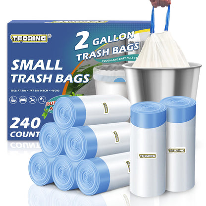 Small 2 Gallon Trash Bags Drawstring,0.96 Mil,Unscented,120 Count