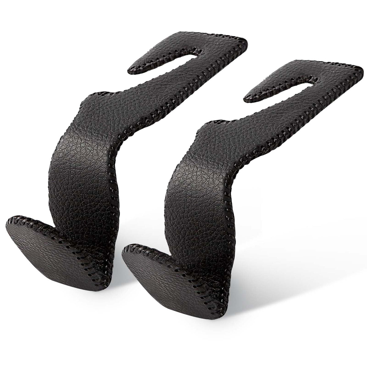 Headrest Hooks for Car, 2 Pack Back Seat Purse Hook Leather Hanger Holder Hook for Hanging Purses and Bags and Coats Black