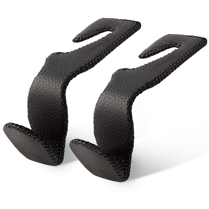 Headrest Hooks for Car, 2 Pack Back Seat Purse Hook Leather Hanger Holder Hook for Hanging Purses and Bags and Coats Black