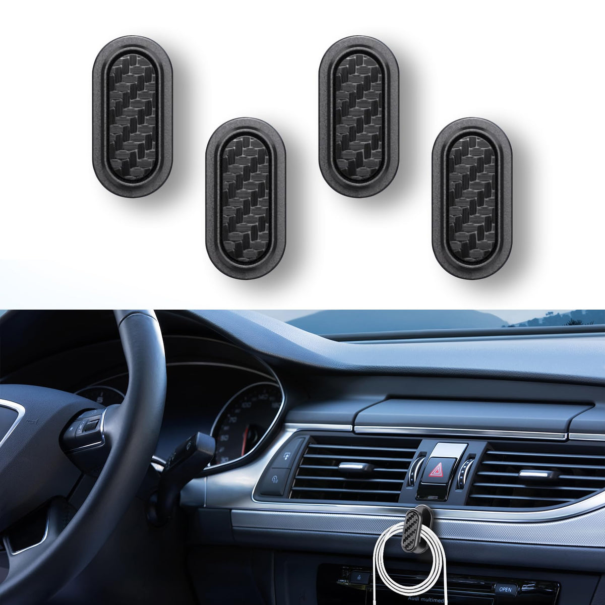 4PCS Car Mini Hook, Multifunctional Auto Backseat Hangers, Self-Adhesive Wall Hanging Hooks, Vehicle Interior Accessories Universal Hook Stickers for Key, Mask, Earphone, Charging Cable