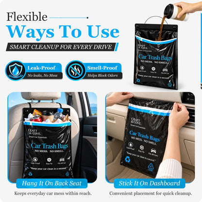 Hanging Car Trash Bags Disposable, 2 Gallon Car Garbage Bags