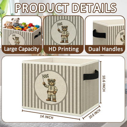Race Car Bear Nursery Storage Bins Box Collapsible Basket