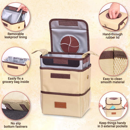 Creathing Car Trash Can, Removable Liner, Anti-Slip, Touring Edition, 2 Gal