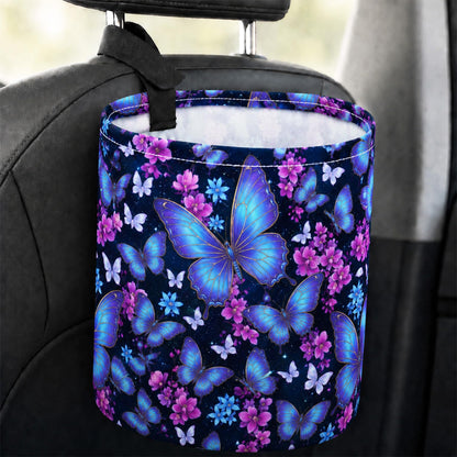 Flowers Car Trash Can Waterproof Hanging Garbage Bag for Back Seat