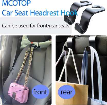 Car Seat Headrest Hook 4 Pack (Black)
