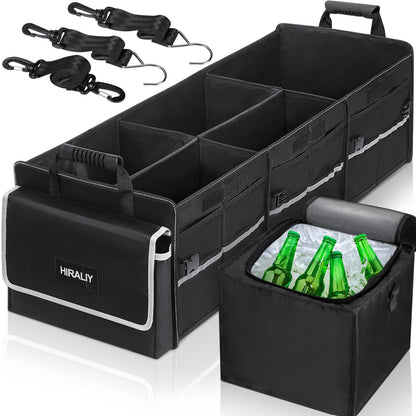 HIRALIY 75L Car Trunk Organizer for SUVs with Leakproof Cooler Bag