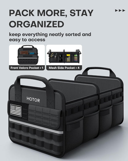 HOTOR Tactical Trunk Organizer - Car Storage with Front MOLLE Pockets