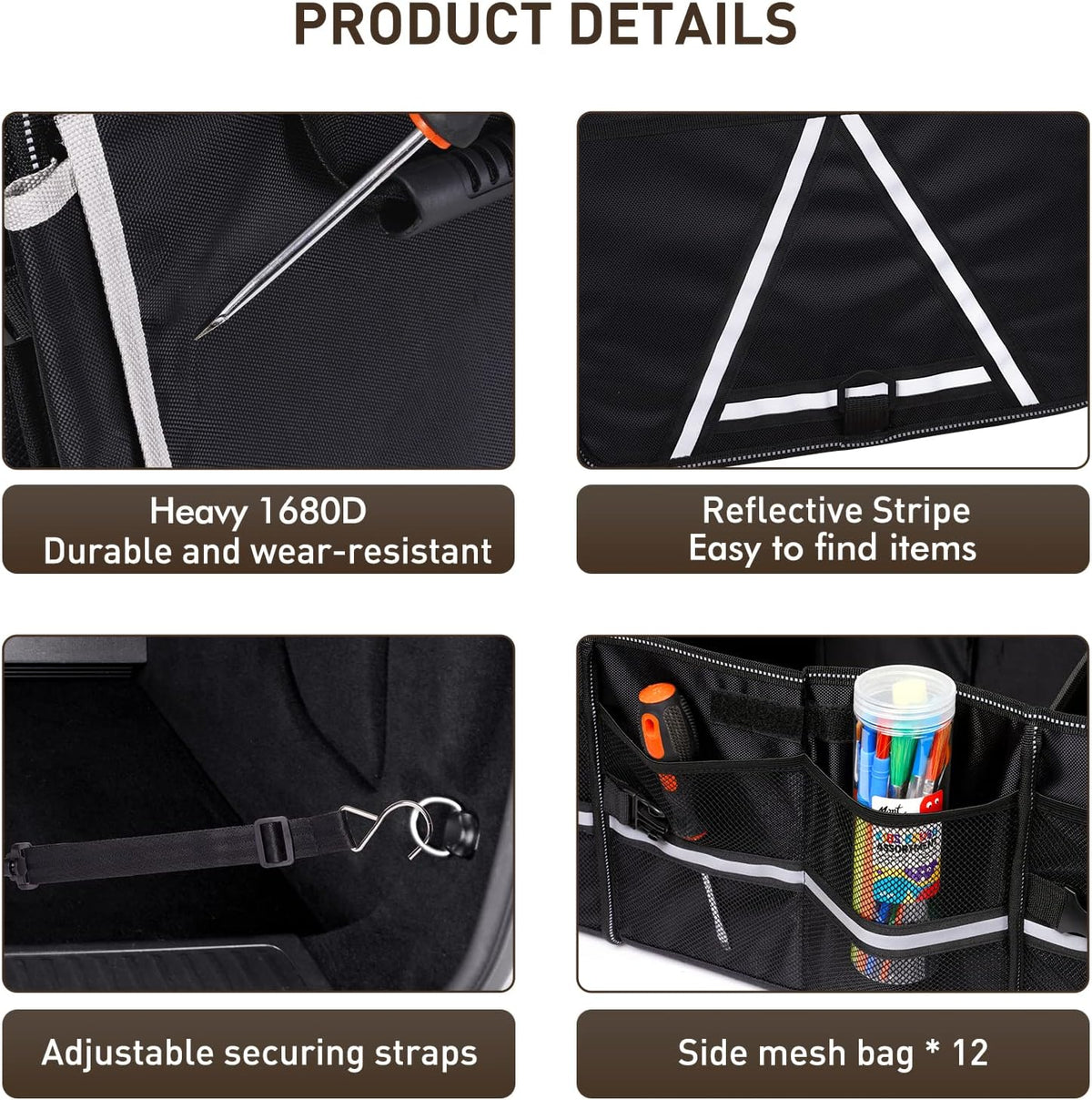 HIRALIY 75L Car Trunk Organizer for SUVs with Leakproof Cooler Bag
