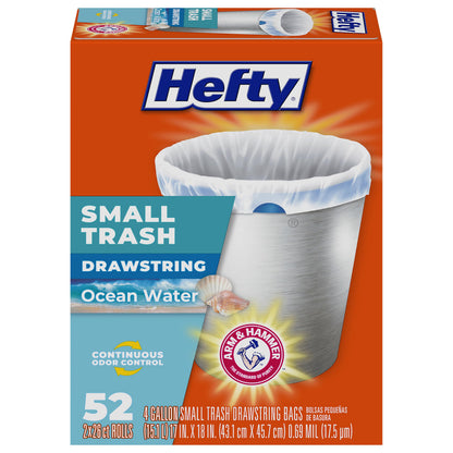 Hefty 4 Gallon Small Trash Bags, White, Fabuloso Lavender Scent, 52ct