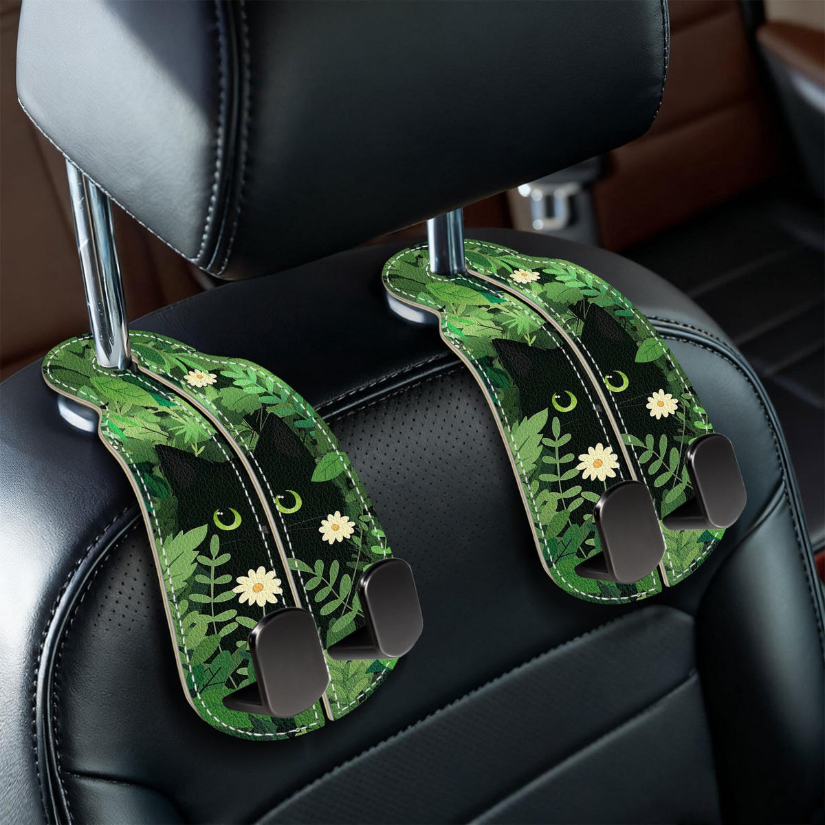Blusabaca 2PCS Car Seat Headrest Hooks, Purses Bags Holder, Black