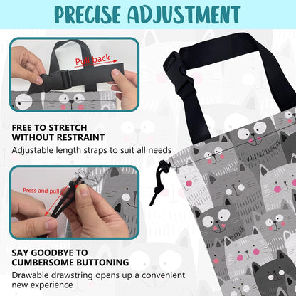 Car Garbage Bag Cute Grey Cats Drawstring Car Trash Bag Hanging for Back Seat with Adjustable Buckle Canvas Vehicle Trash Can Easy-to-Install