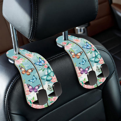 Blusabaca 2PCS Car Seat Headrest Hooks, Purses Bags Holder, Black
