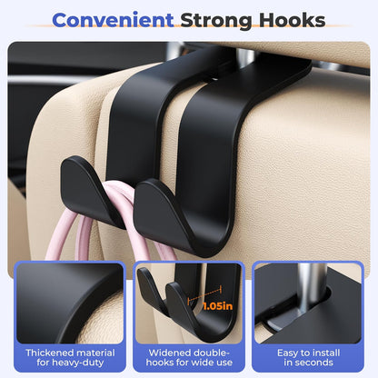 Amooca Car Headrest Hooks Heavy Duty Purse Hanger for Handbags 2 Pack