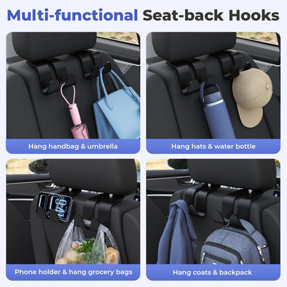 Amooca Car Headrest Hooks Heavy Duty Purse Hanger for Handbags 2 Pack