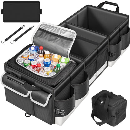 Oasser Trunk Organizer with Sturdy Hard Lid, Large, Black