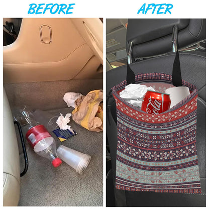 Car Trash Bag Boho Carnival Car Garbage Bag Hanging Car Trash Can for Back Seat with Drawstring