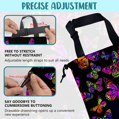 Car Garbage Bag Watercolor Colorful Butterflies Hanging Canvas Car Trash Bag Waterproof Drawstring Car Back Seat Organizer for Car Back Front Seat Console with Adjustable Buckle