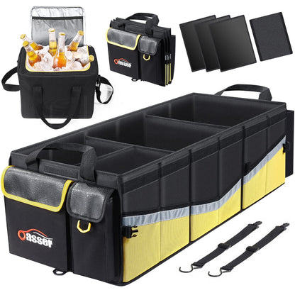 Oasser Trunk Organizer with Sturdy Hard Lid, Large, Black