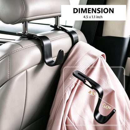 Car Seat Headrest Hooks 4 Pack, Purse Hook for Cars with Non-Slip Lock