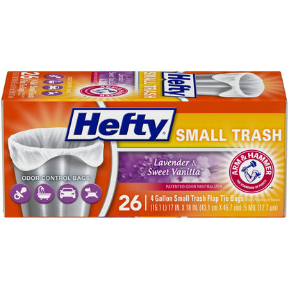 Hefty 4 Gallon Small Trash Bags, White, Fabuloso Lavender Scent, 52ct