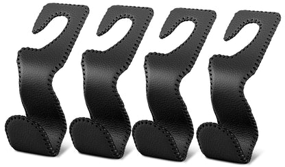 Headrest Hooks for Car, 2 Pack Back Seat Purse Hook Leather Hanger Holder Hook for Hanging Purses and Bags and Coats Black