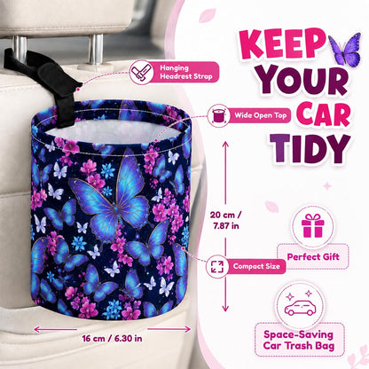 Flowers Car Trash Can Waterproof Hanging Garbage Bag for Back Seat