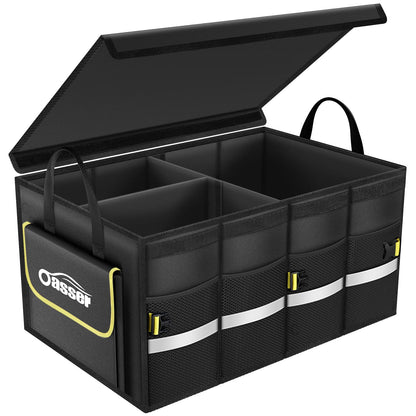Oasser Trunk Organizer with Sturdy Hard Lid, Large, Black