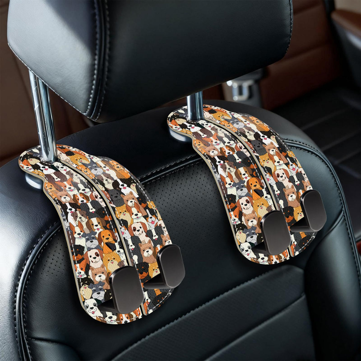 Blusabaca 2PCS Car Seat Headrest Hooks, Purses Bags Holder, Black