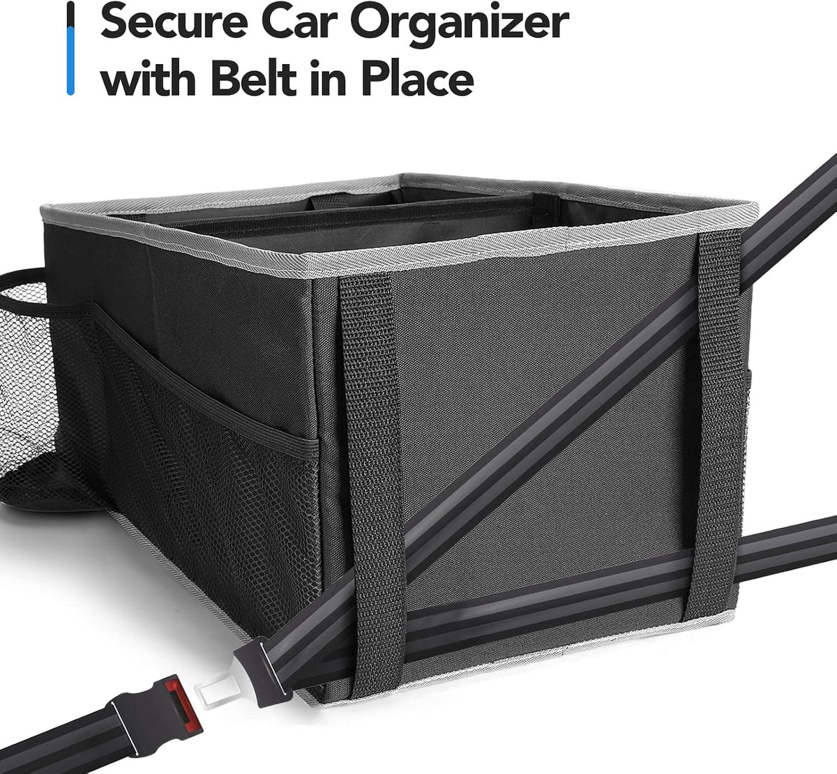 Car Seat Organizer - Backseat Car Organizer with Cup Holders, Car Storage Organization for Front Back Passenger Seat, Road Trip Essentials Kids for Travel Car Accessories, Black