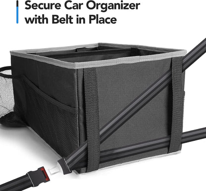 Car Seat Organizer - Backseat Car Organizer with Cup Holders, Car Storage Organization for Front Back Passenger Seat, Road Trip Essentials Kids for Travel Car Accessories, Black