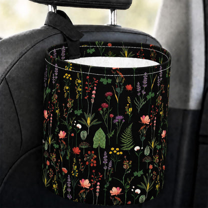 Flowers Car Trash Can Waterproof Hanging Garbage Bag for Back Seat